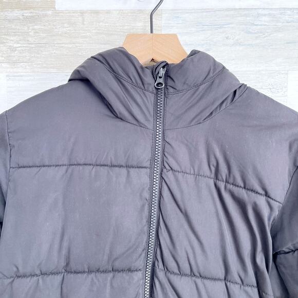 GAP Kids Wamest Puffer Jacket Black Full Zip Hooded Water Resistant Boys Large - Picture 2 of 6